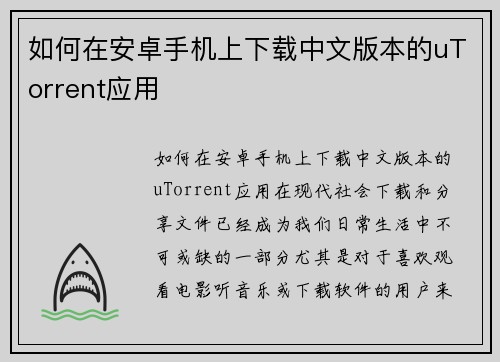 如何在安卓手机上下载中文版本的uTorrent应用